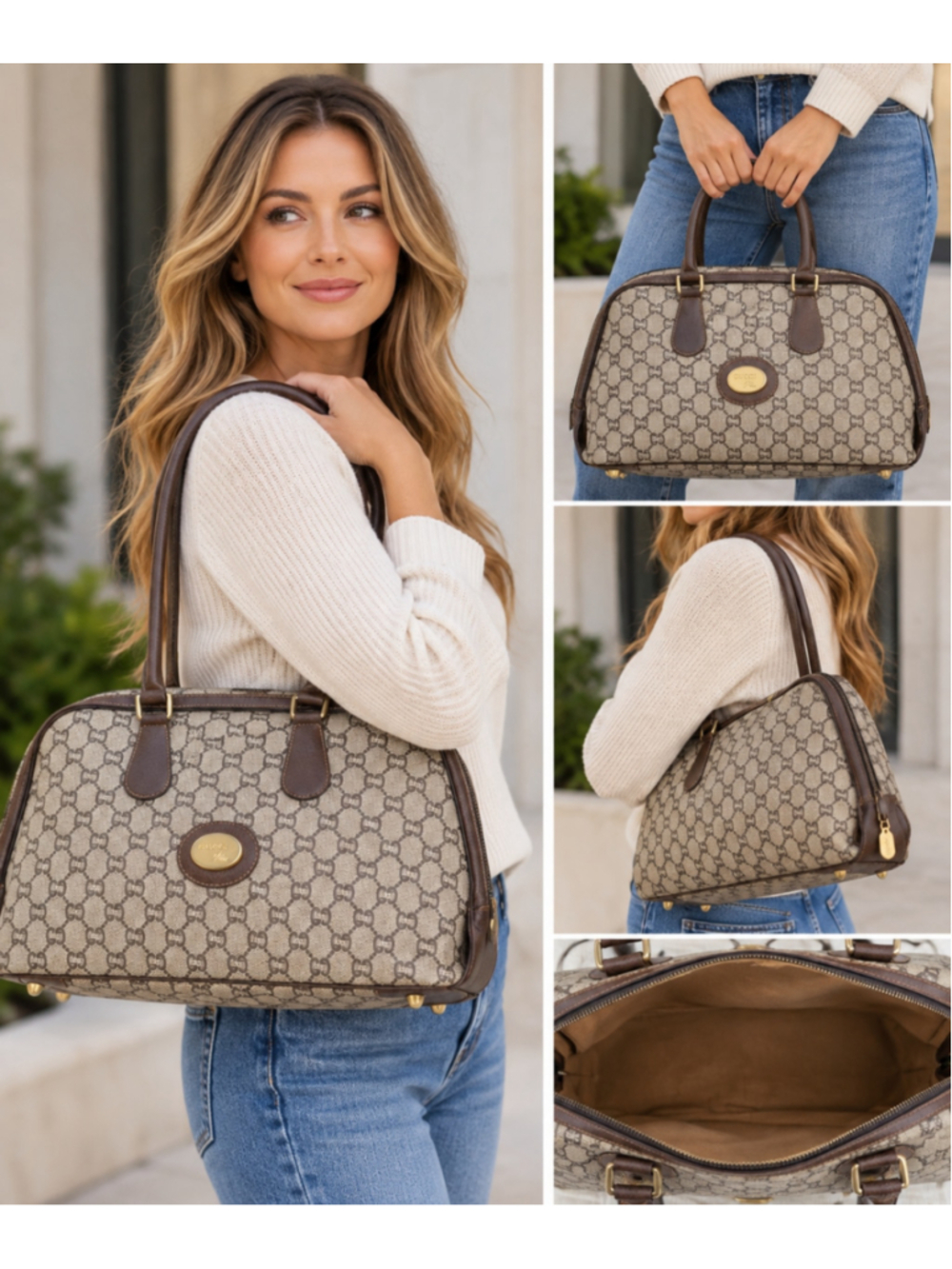 Rare vintage Gucci Plus GG monogram Boston/doctor-style satchel, made in Italy